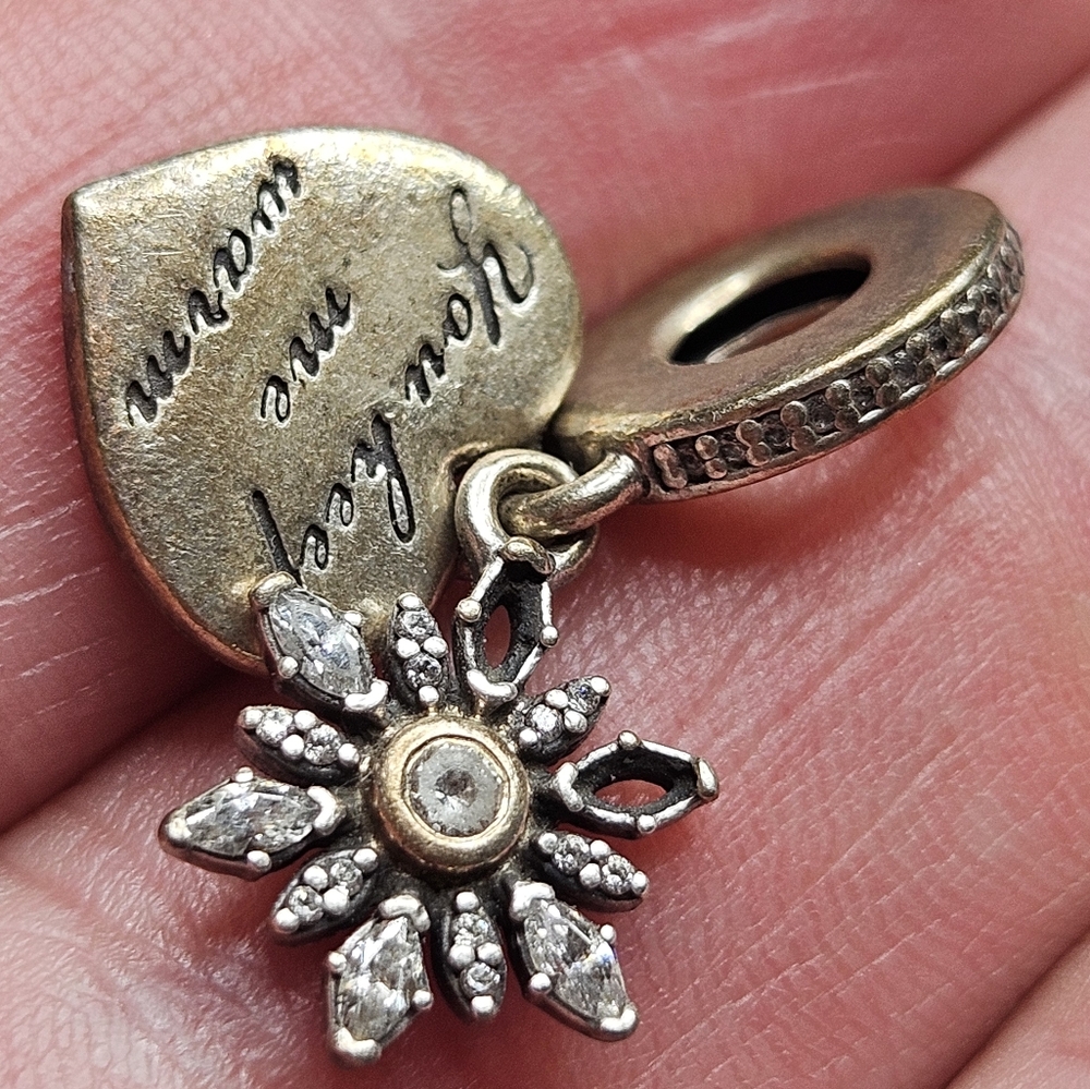 Pandora Charm You Keep Me Warm Snowflake Heart Dangles Silve4 925 ALE